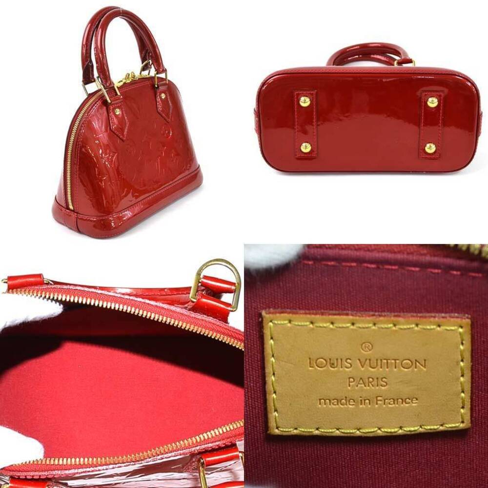 Louis Vuitton Alma Vernis Bag Leather Grenadine Shoulder Handbag Monogram Patent
